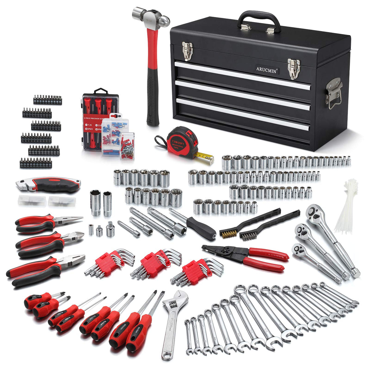 438-Piece Mechanics Tool Set with 3-Drawer Metal Box C973539