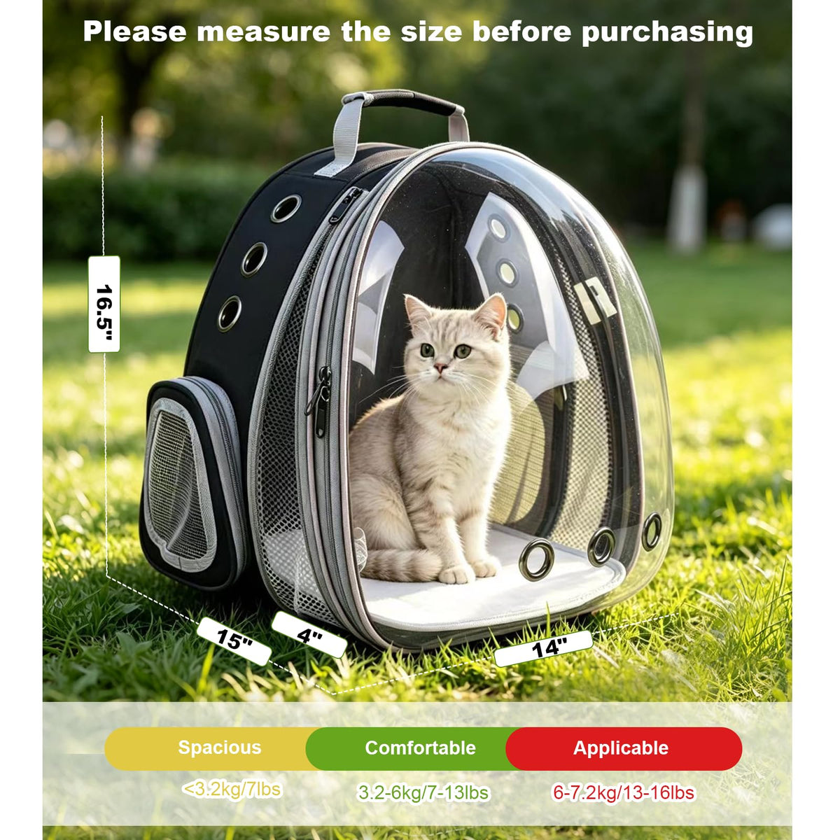 Expandable Pet Backpack Cats Dogs Carrier Bag K707272