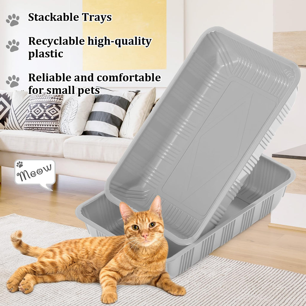 30 Pack Disposable Litter Boxes for Cats Gray C24060
