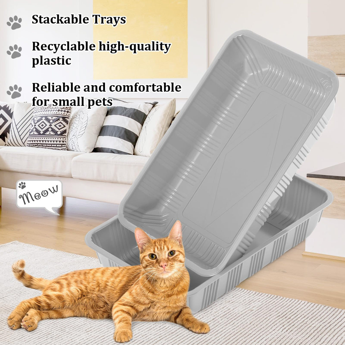 30 Pack Disposable Litter Boxes for Cats Gray C24060