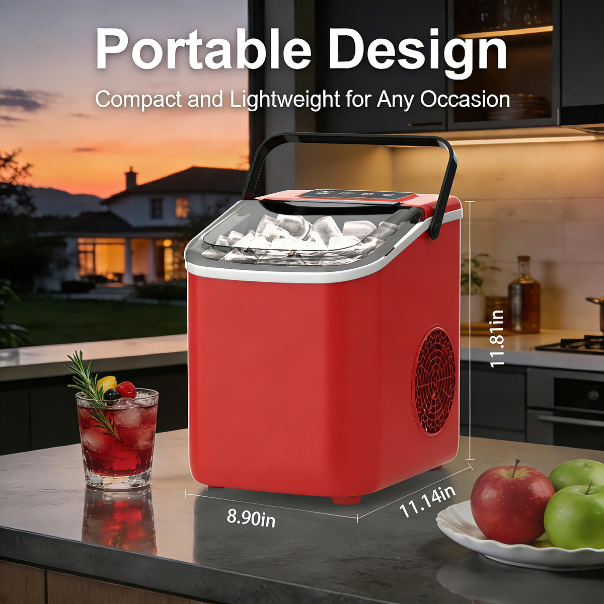 Portable Countertop Ice Maker with Self-Cleaning, 26lbs/24H W319