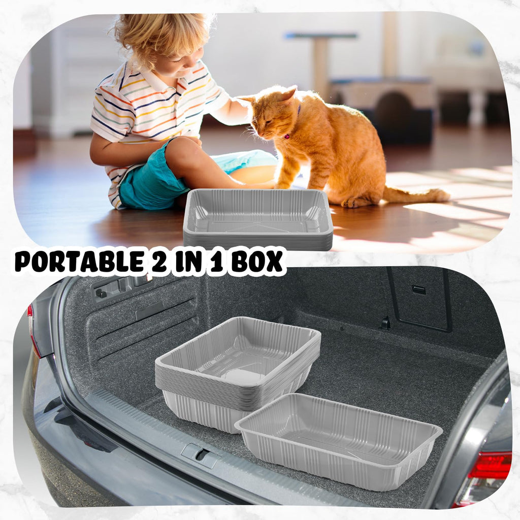 30 Pack Disposable Litter Boxes for Cats Gray C24060