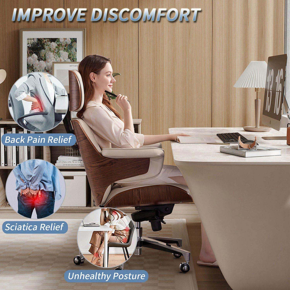 Black Memory Foam Wedge Seat Cushion G8897