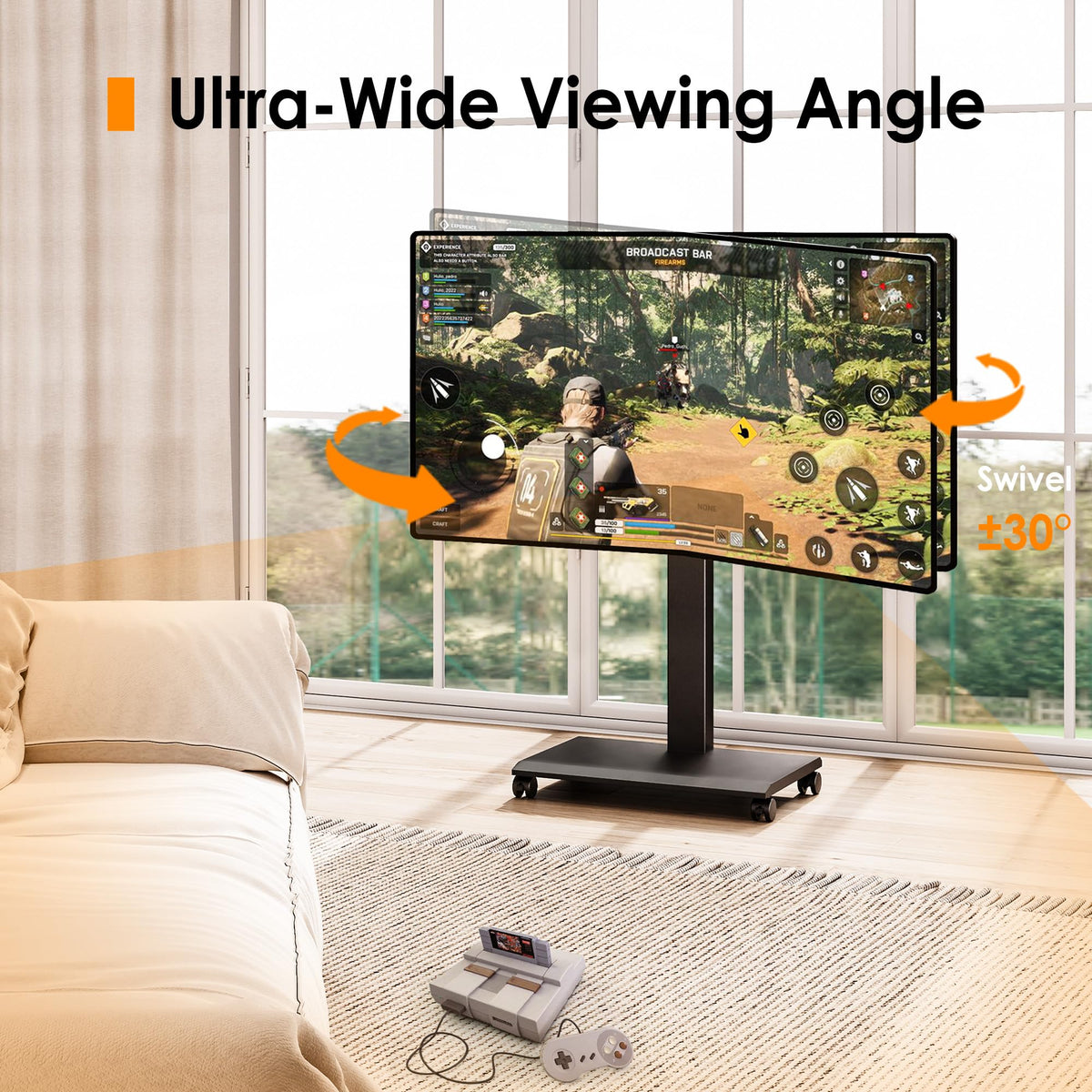 Hand Crank Lift TV Stand with Wheels for 32-75 Inch TVs, Black I239