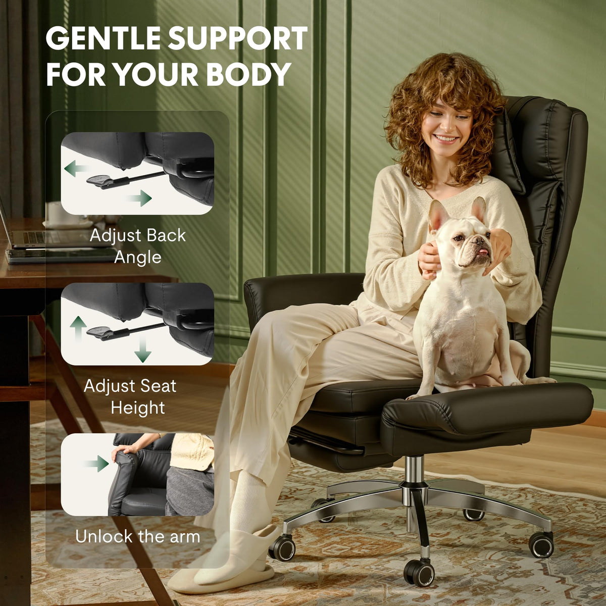 Oversized Brown Convertible Office Chair A75932