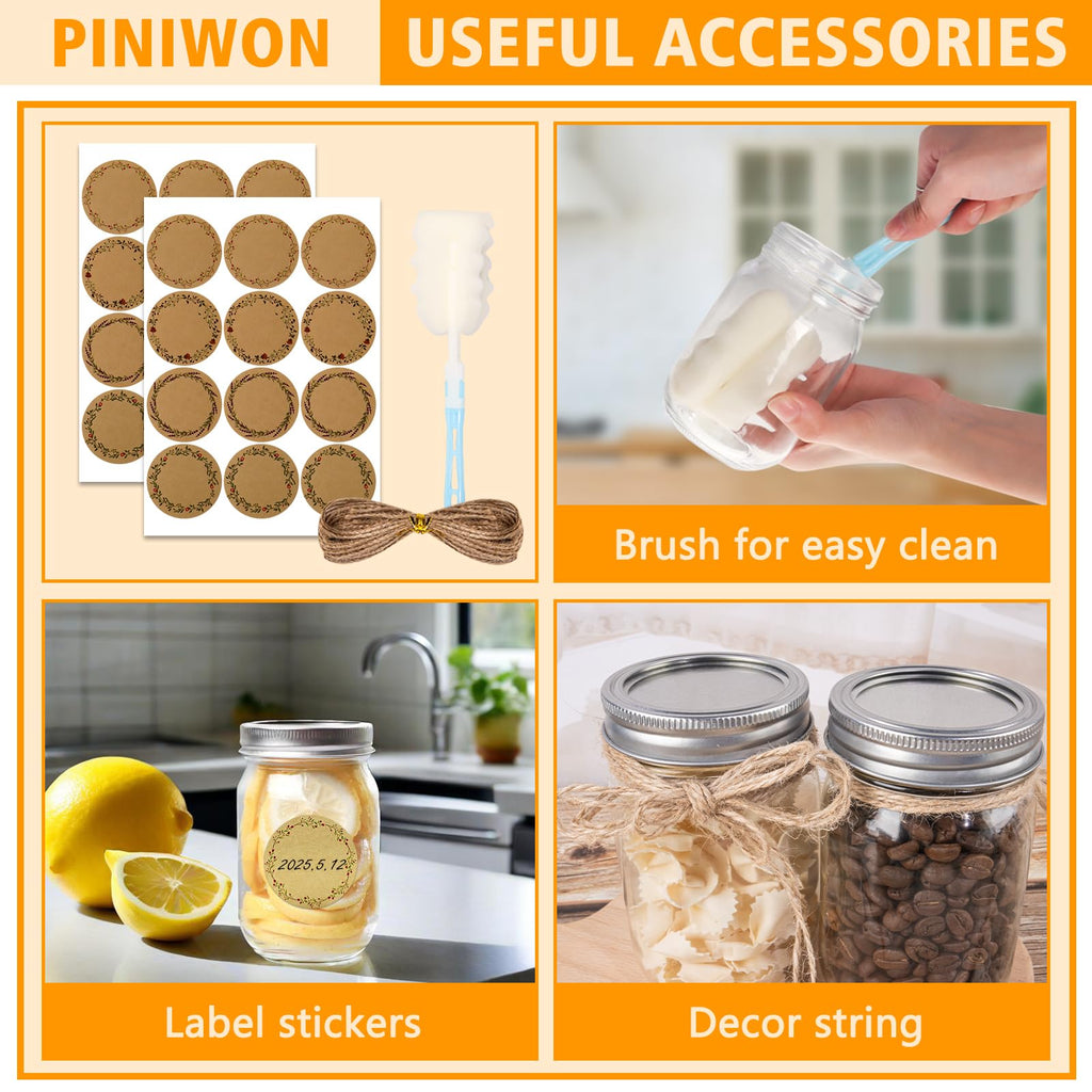 12 oz Mason Jars with Lids and Bands, 20 Pack T7709