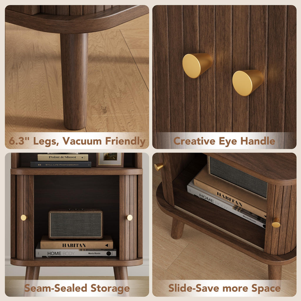 Mid Century Modern Nightstand Set of 2 with Charging Station G44276