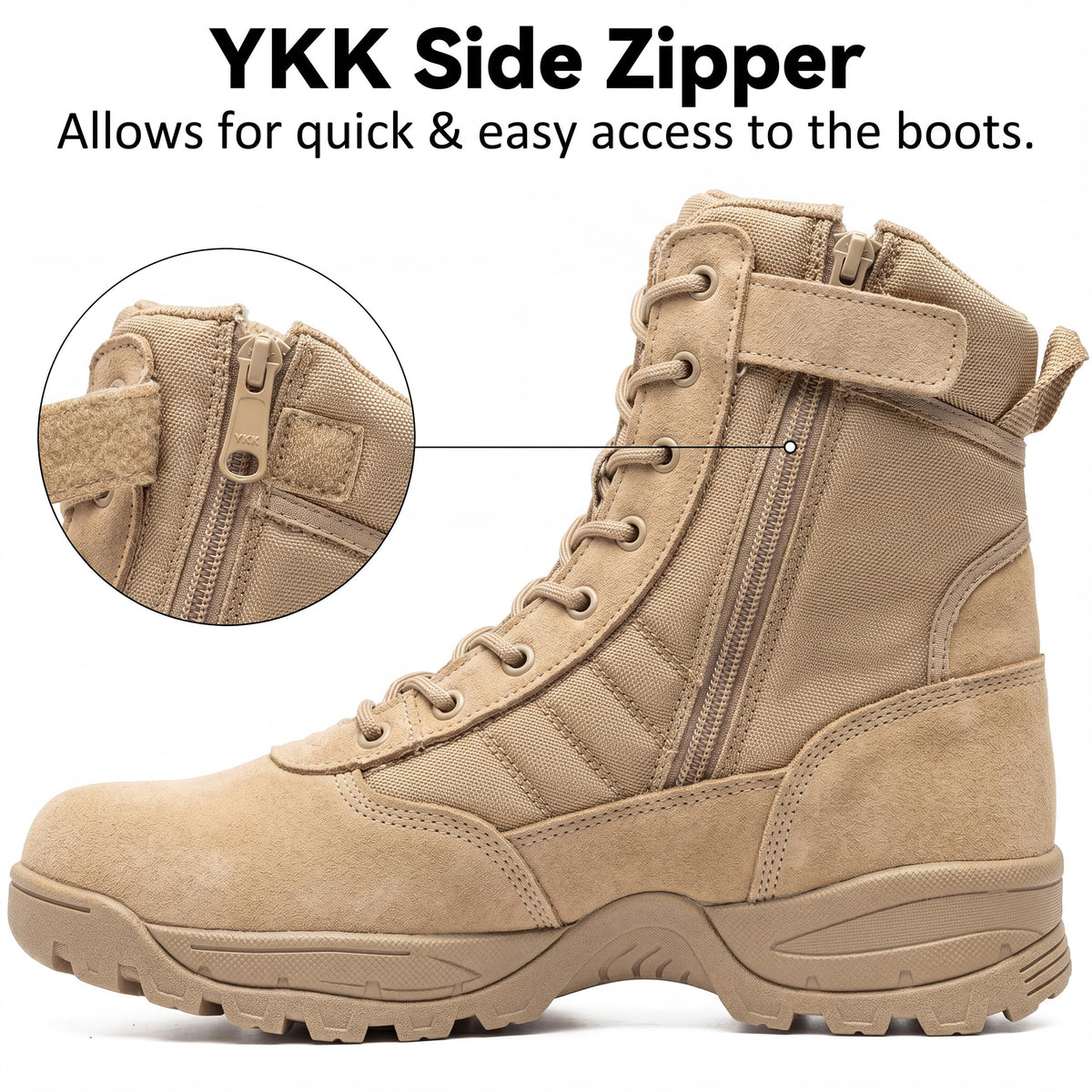 Men's Side Zipper Tactical Work Boots I738