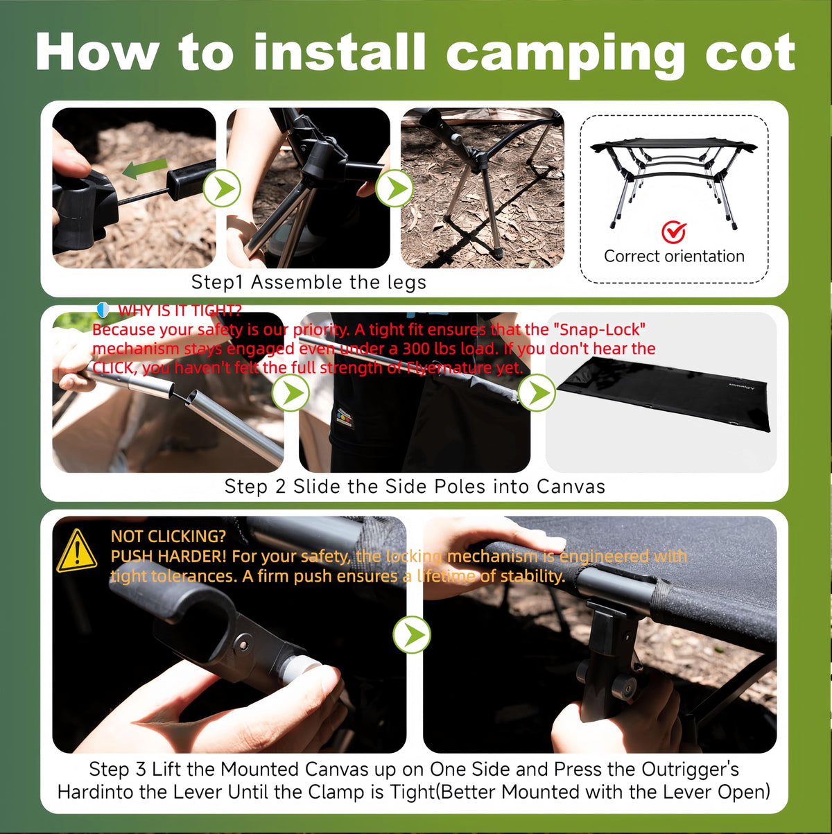 Lightweight Foldable Camping Cot 300 lbs Capacity A209376