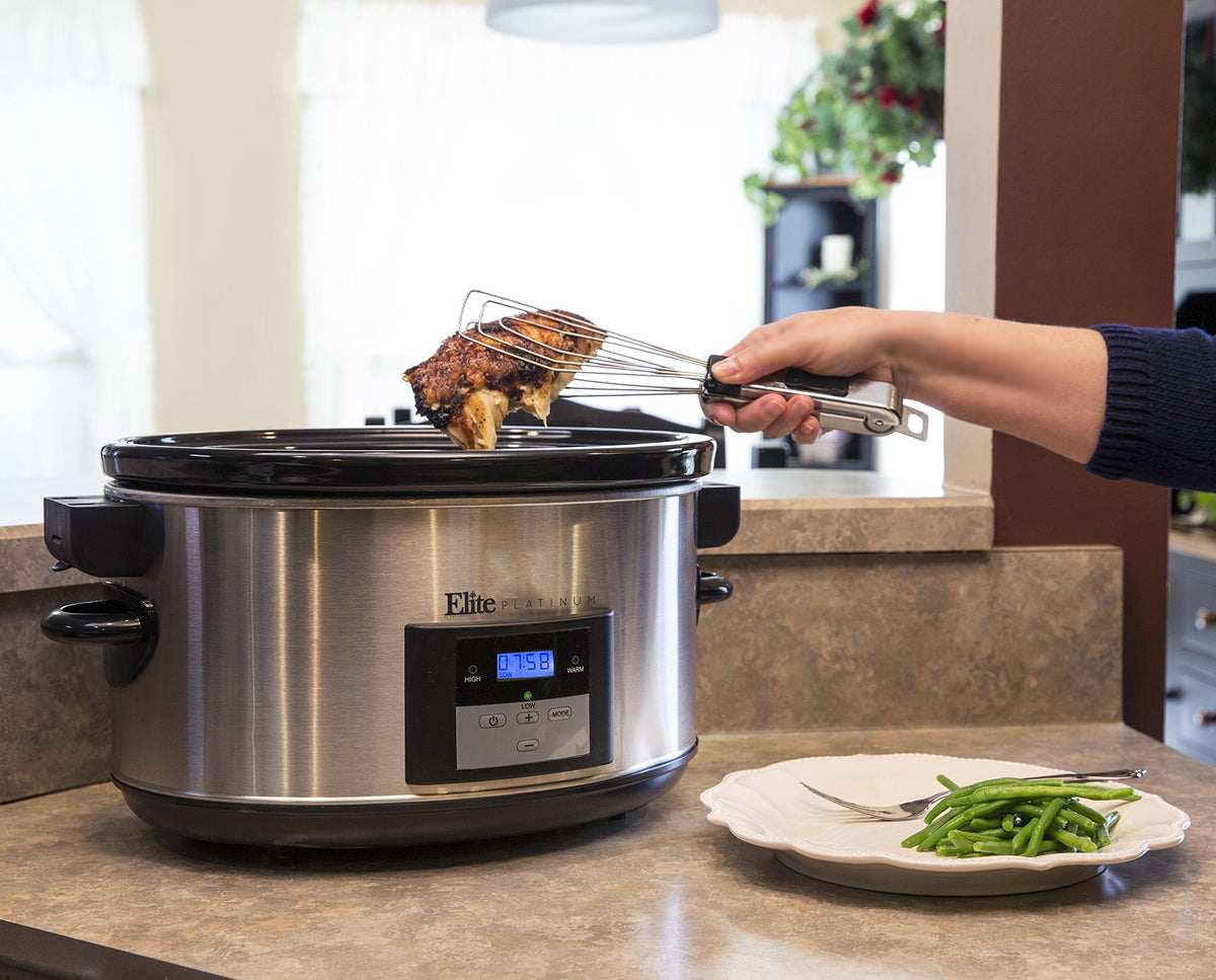 8.5-Quart Stainless Steel Programmable Slow Cooker with Locking Lid E49991
