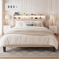 Beige Queen Size Upholstered Platform Bed Frame with Headboard K222