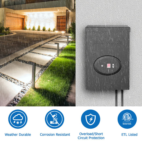 200W Low Voltage Landscape Lighting Transformer with Timer and Photocell Sensor S757479