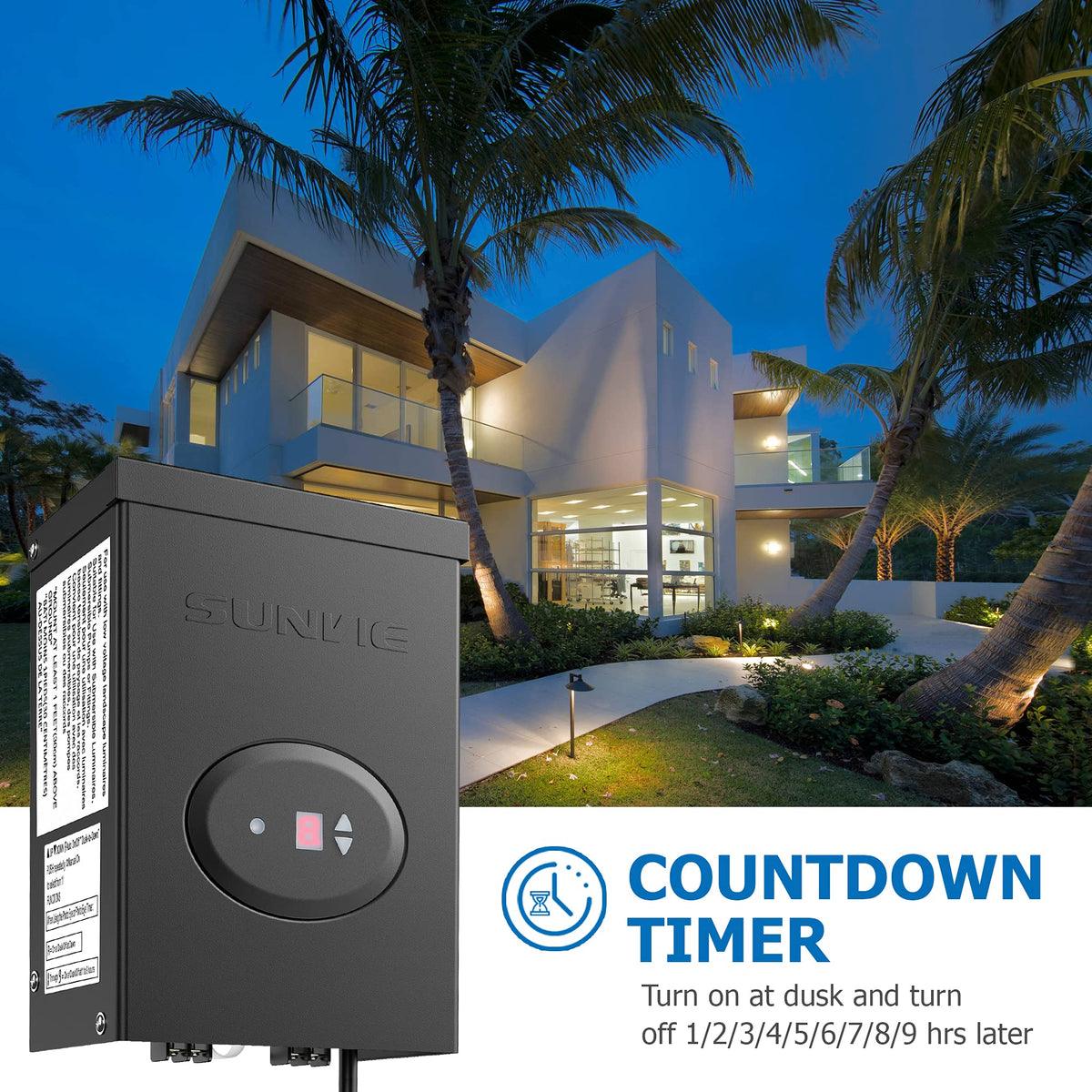 200W Low Voltage Landscape Lighting Transformer with Timer and Photocell Sensor S757479