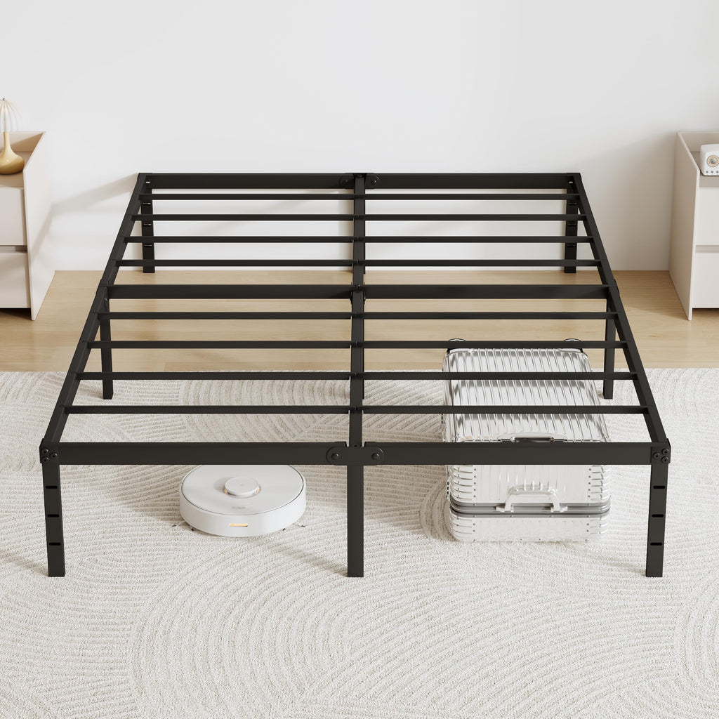 Queen Size 18 Inch Tall Black Metal Platform Bed Frame H5066