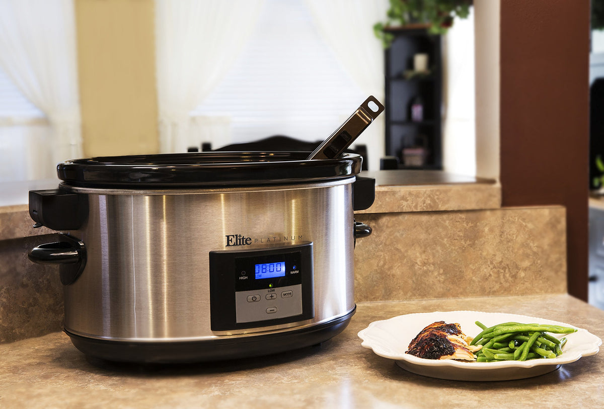 8.5-Quart Stainless Steel Programmable Slow Cooker with Locking Lid E49991