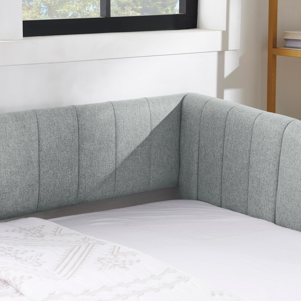 Grey Linen Upholstered Twin Size Daybed with Pop up Trundle A2397