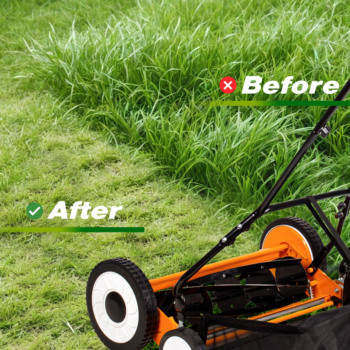 20-Inch 5-Blade Manual Reel Lawn Mower with Grass Catcher A493