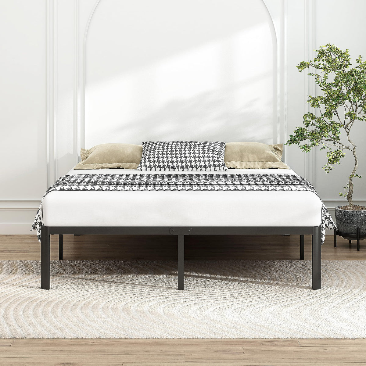 14 Inch Queen Size Black Metal Platform Bed Frame Q146959