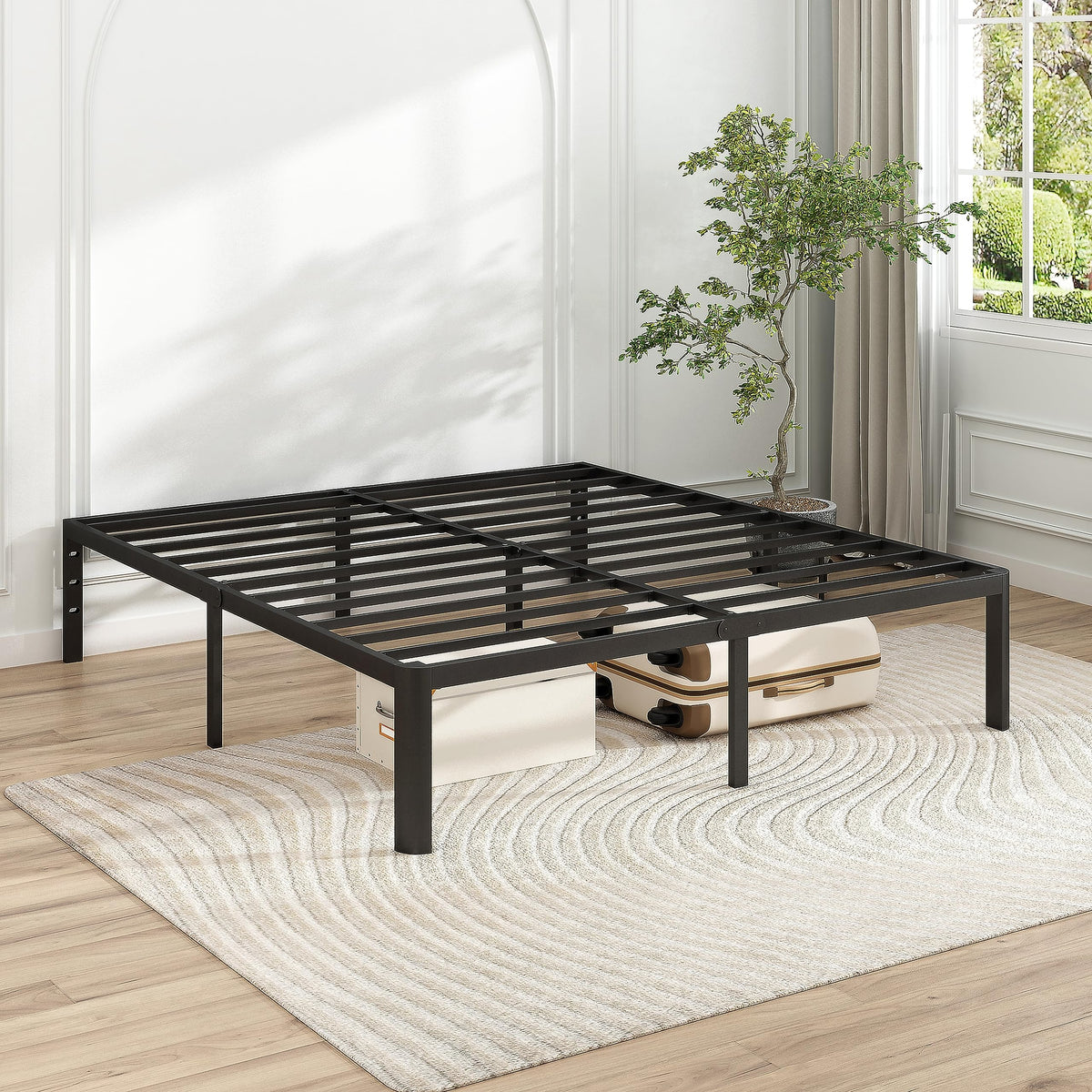 14 Inch Queen Size Black Metal Platform Bed Frame Q146959