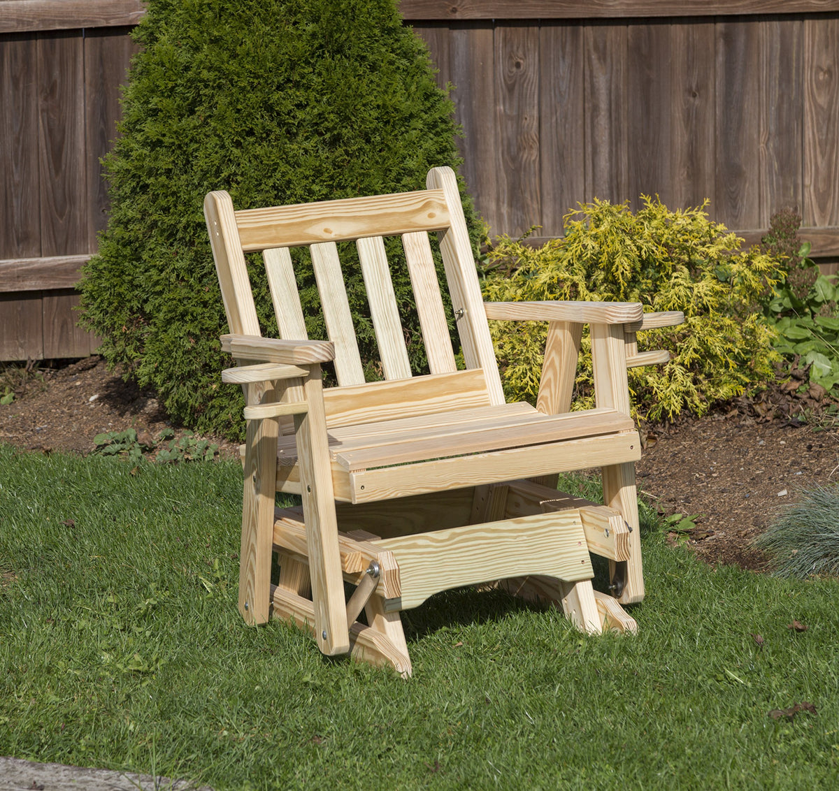 Pressure Treated Outdoor Glider Chair with Cup Holders Q47937